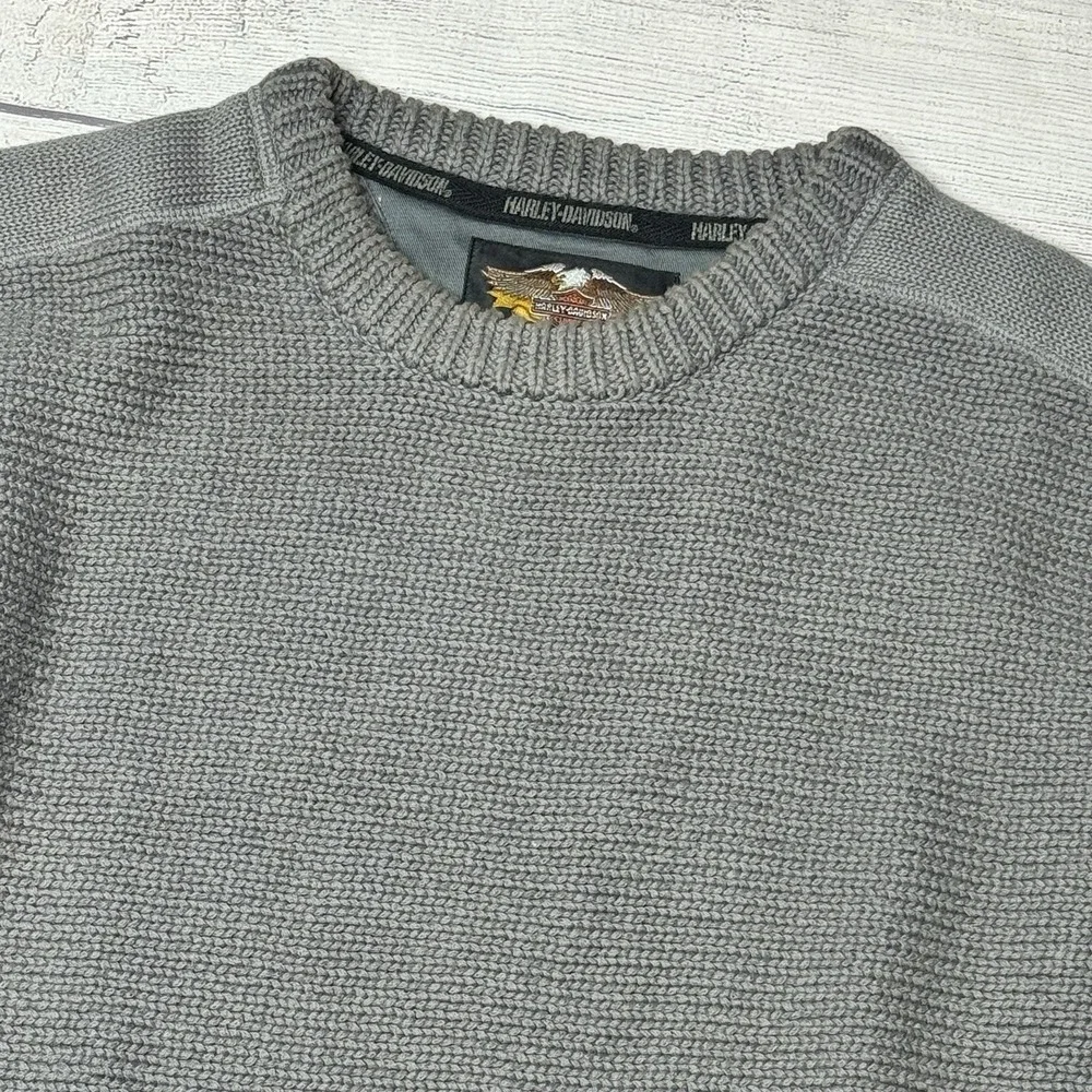 Harley Davidson Vintage Gray Knit Men's Sweater Size‎ XL Y2K Motorcycle